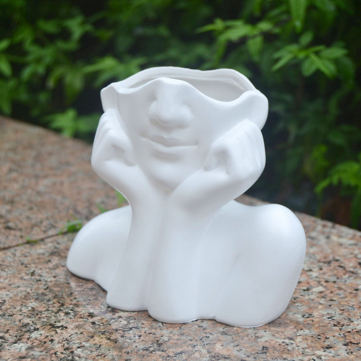 White Ceramic Face Vase, Female Form Head Half Body Bust Vases Boho Feminist Minimalism Decorative Modern Nordic Style Flower Vase