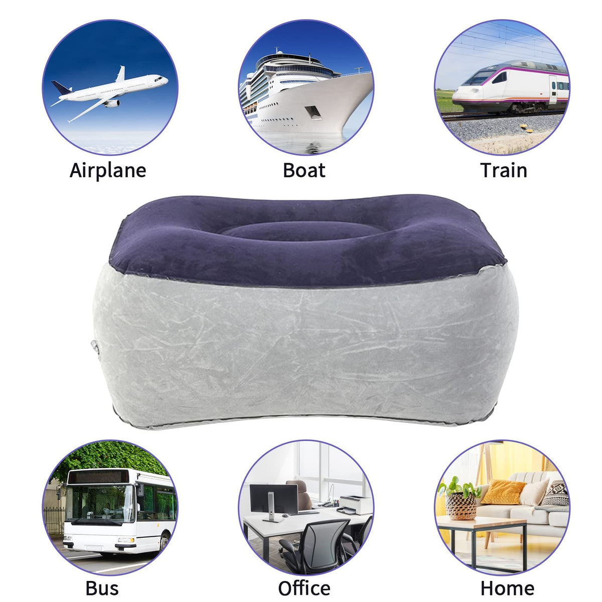PVC Inflatable Foot Pad Pillow,Travel Foot Rest Flocking Pillow Relax Cushion Inflatable Travel Foot Rest Pillow