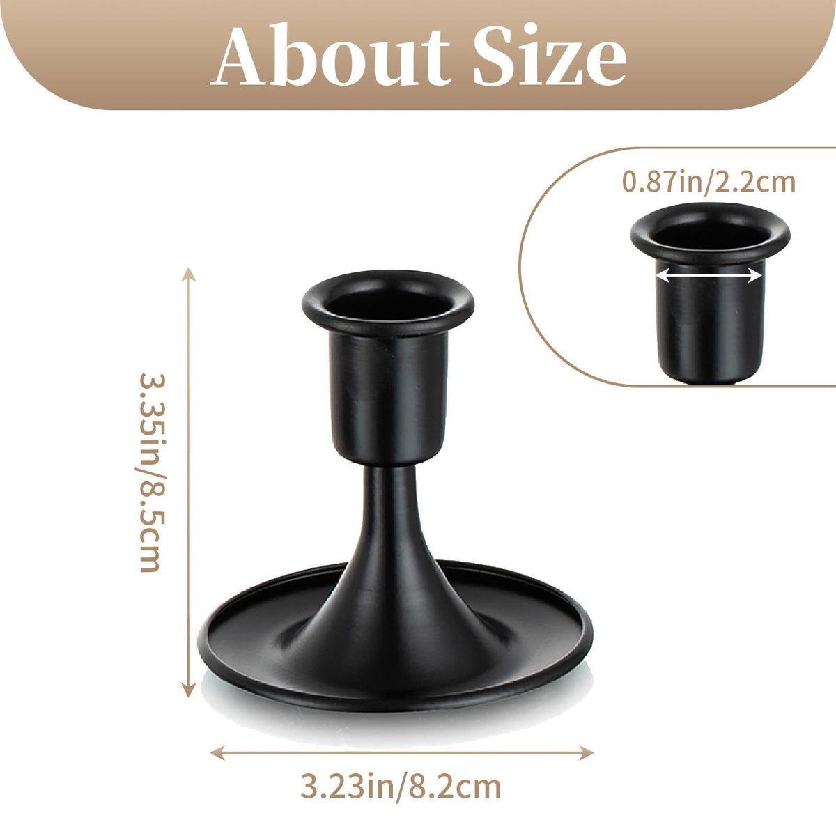 Candle Holder Set for Taper - 6 Pcs Black Tapered Candlesticks Holder for Dinning Table Centerpiece Decor Candle Sticks Holder