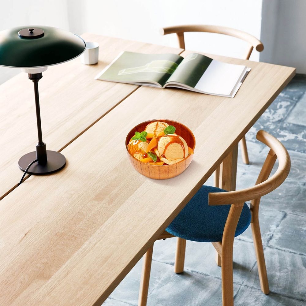 6 Pcs Wood Bowls Serving Tableware for Rice, Soup, Dip, Coffee, Tea, Decoration Wooden Salad Bowl Kitchen Cutlery Set