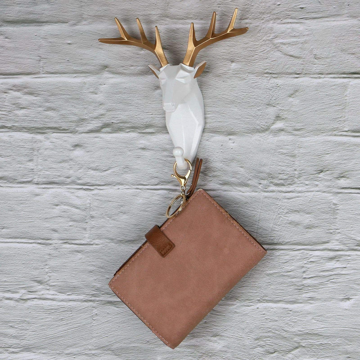 Resin Creative Home Wall Decor Cute Housewarming Gift White Deer Animal Head Hook Coat Scarf Bag Towel Key Cap Hanging
