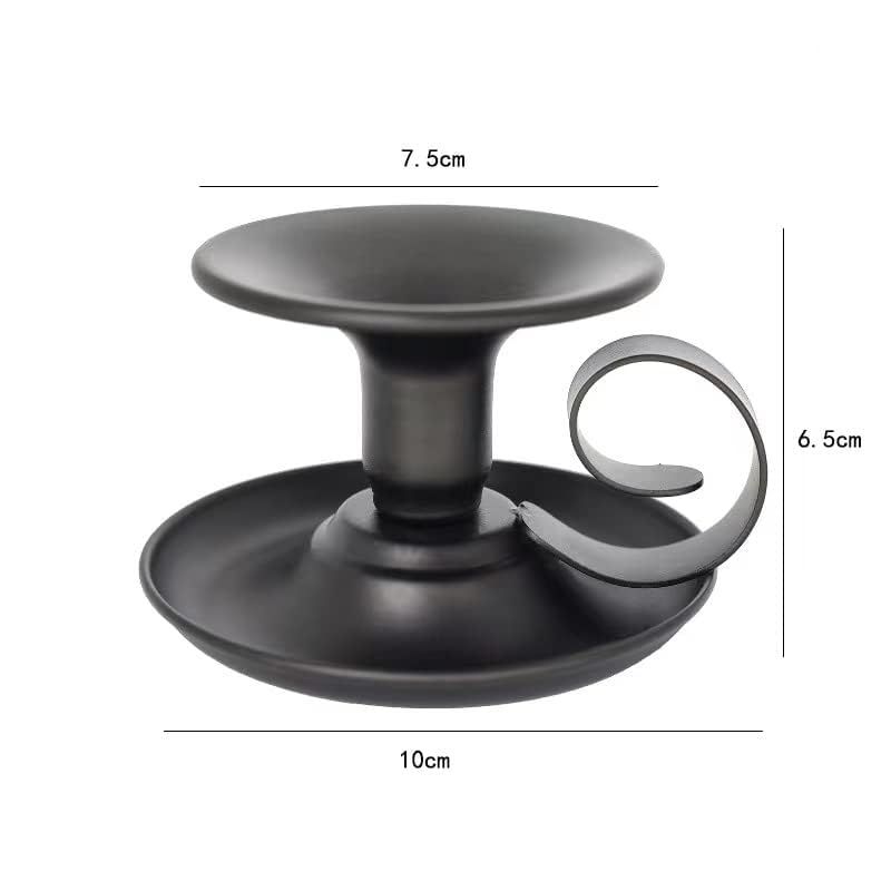 2Packs Candle Holders Black Iron with Handle Watebac,Iron Taper Candle Holder Simple Candlestick Holders for Dinning,Party