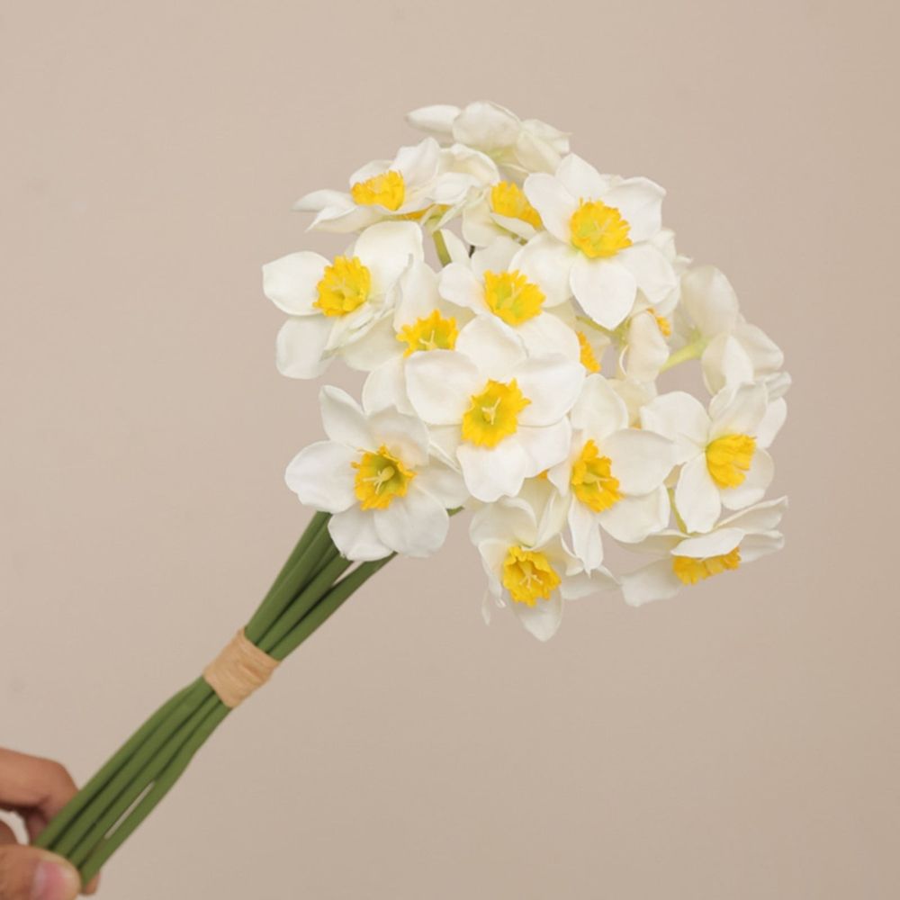 Artificial Daffodil Flowers 16 Inch Length Silk Flowers for Decorating Flower Bouquets for Family Parties Weddings and Shops