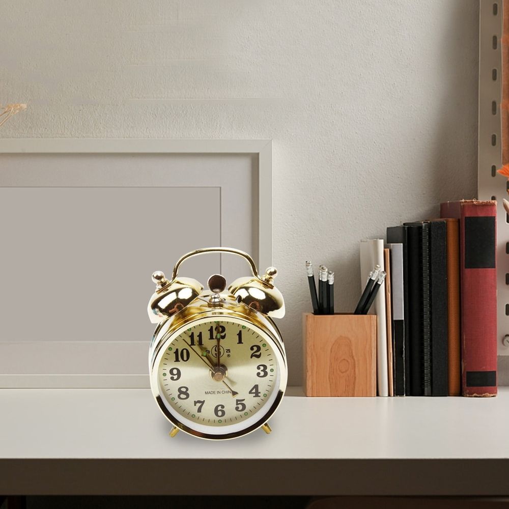 Alarm Clock Metal Vintage Alarm Clock Extra Loud Manual Wind Up Analog Retro Backlight