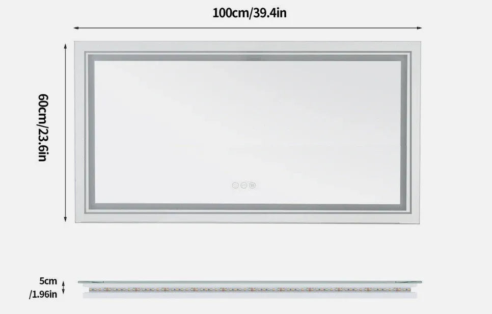 Interior Ave - 100 x 60cm Rectangle Frameless LED Bathroom Mirror