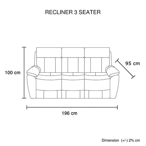3 Seater Top Grain Leather Electric Recliner Sofa