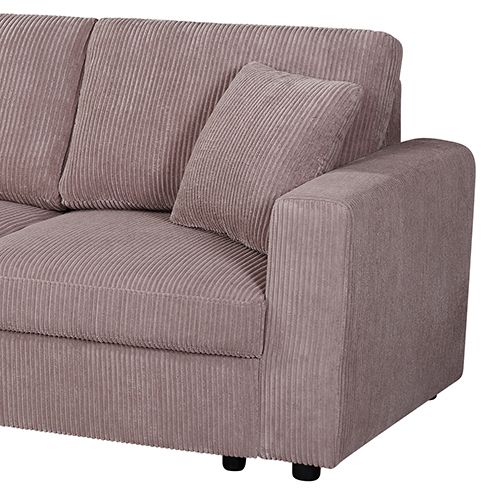 5-Piece Pink Modular Corduroy Sofa with Storage Chaise