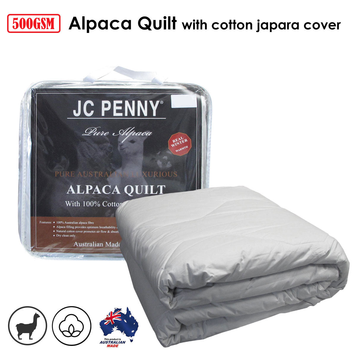 500GSM Alpaca Quilt with Cotton Japara Cover - King