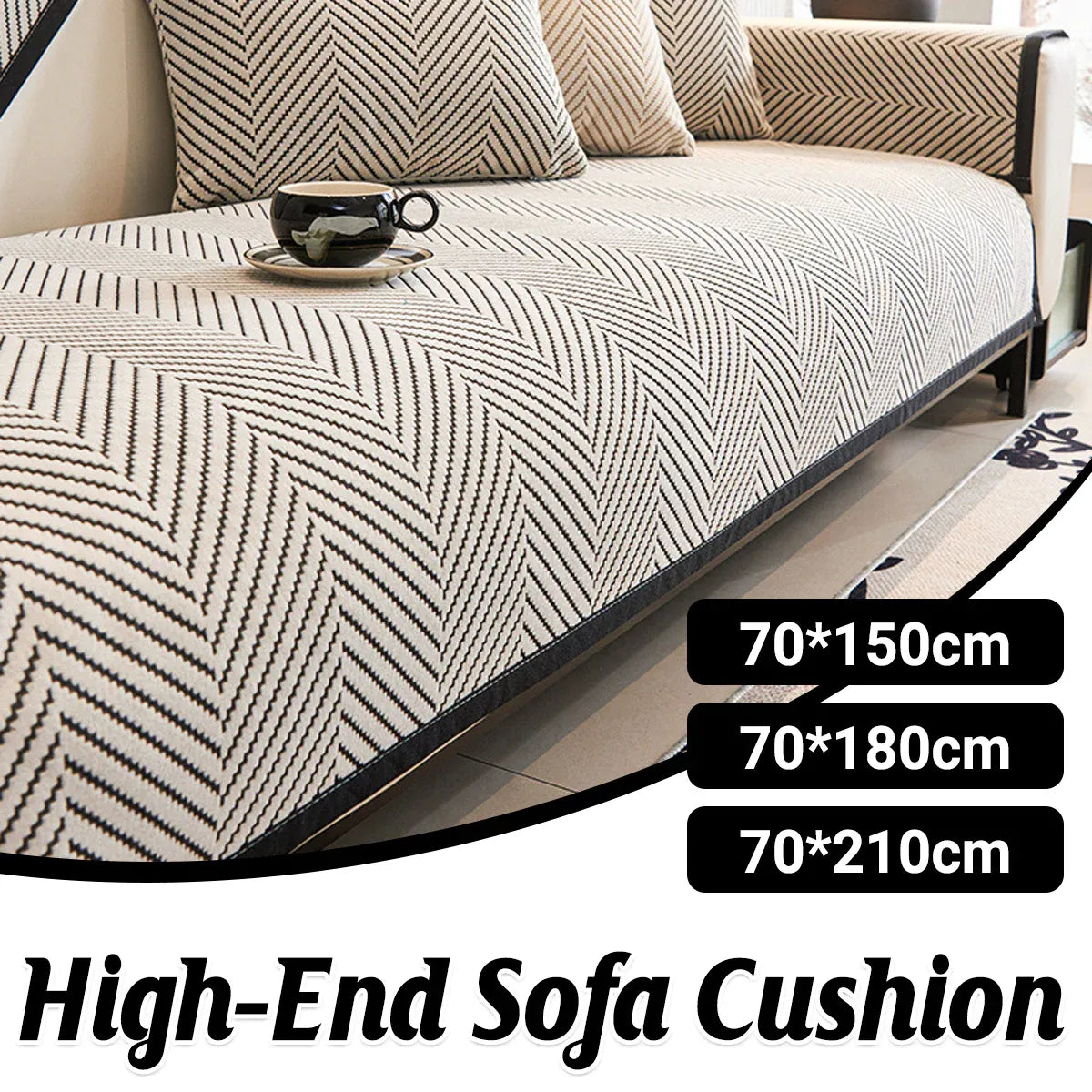 Sofa Cushion Cover Modern Non Slip Couch Protector Furniture Seat Slipcover Pad - 70x150cm