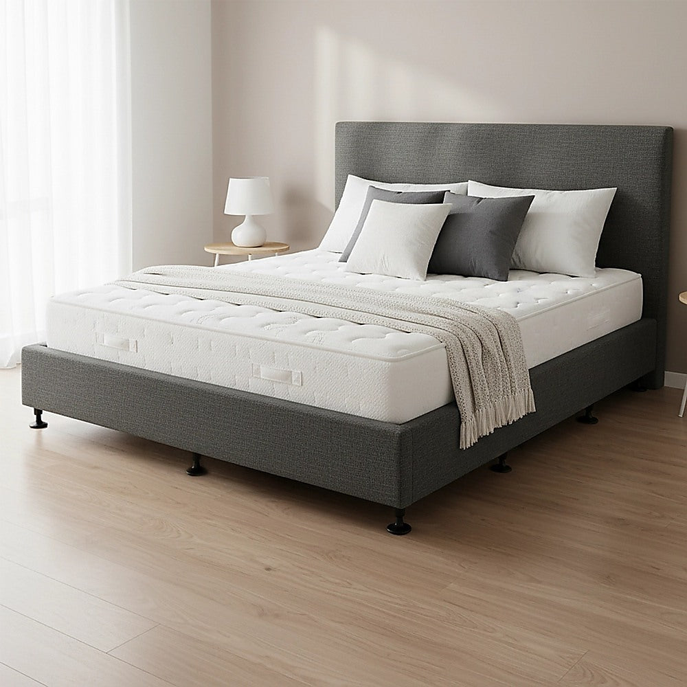 Palermo King Ensemble Bed Base Platinum Graphite Linen Fabric