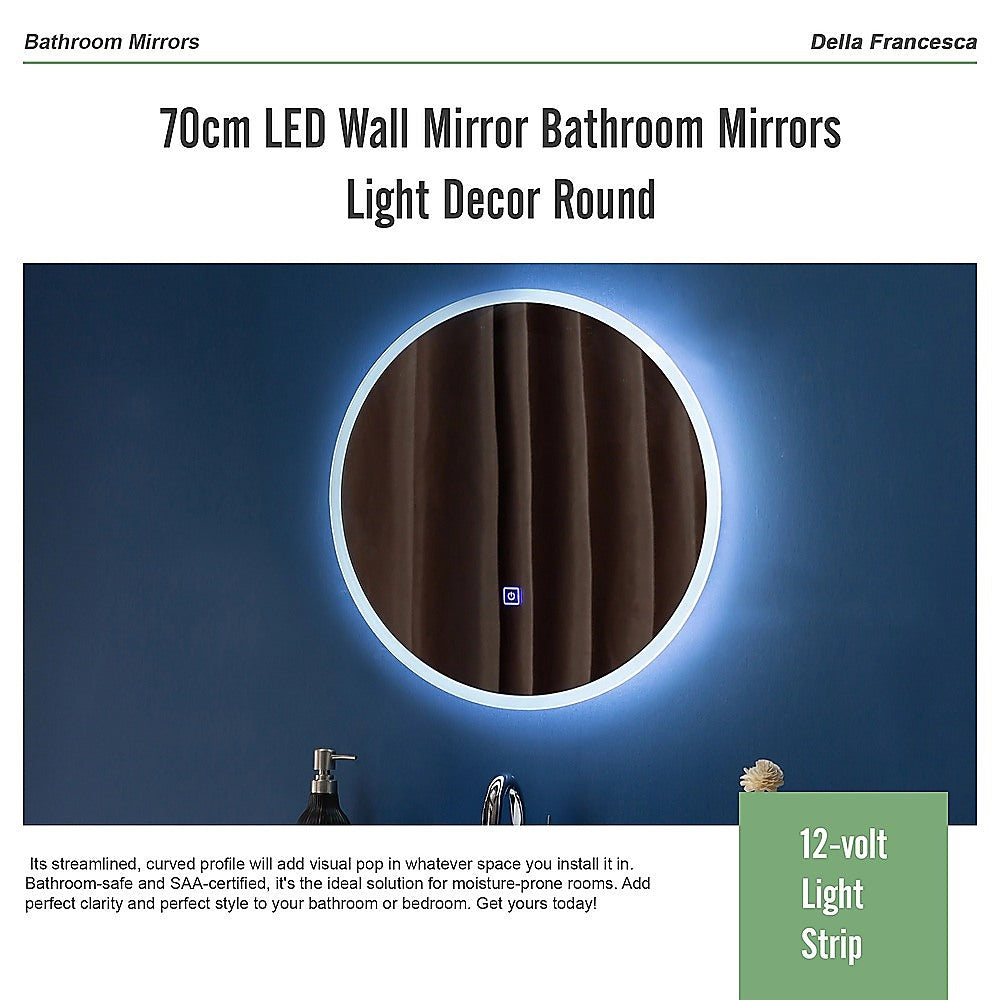 70cm LED Wall Mirror Bathroom Mirrors Light Decor Round