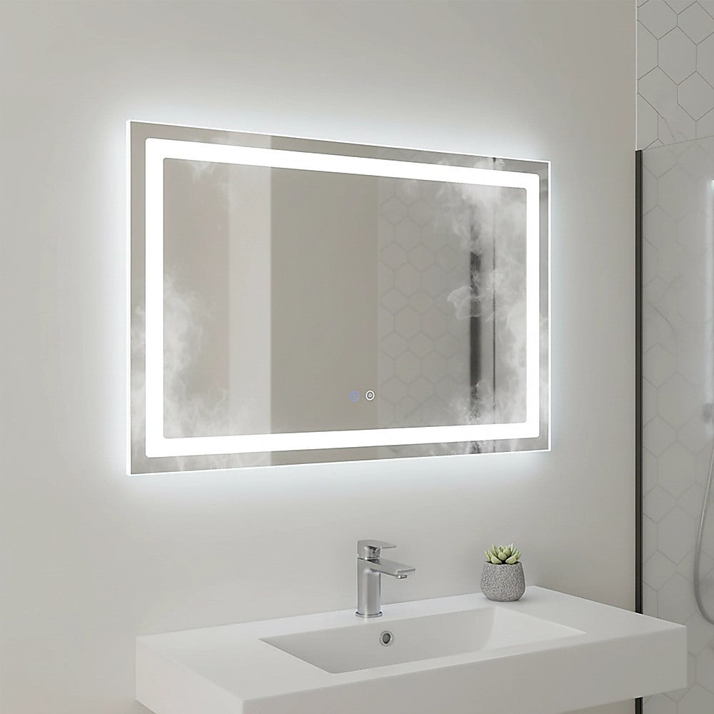Rectangular Mirror LED Anti-Fog Illuminated Bathroom Living Room - 120x80cm
