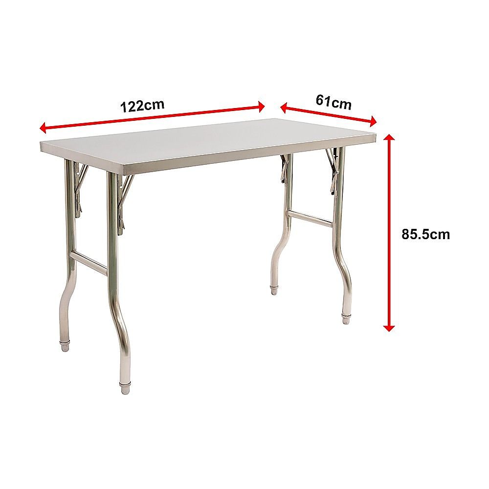 Stainless Steel Kitchen Bench Folding Commercial Prep Work Table 122x61cm