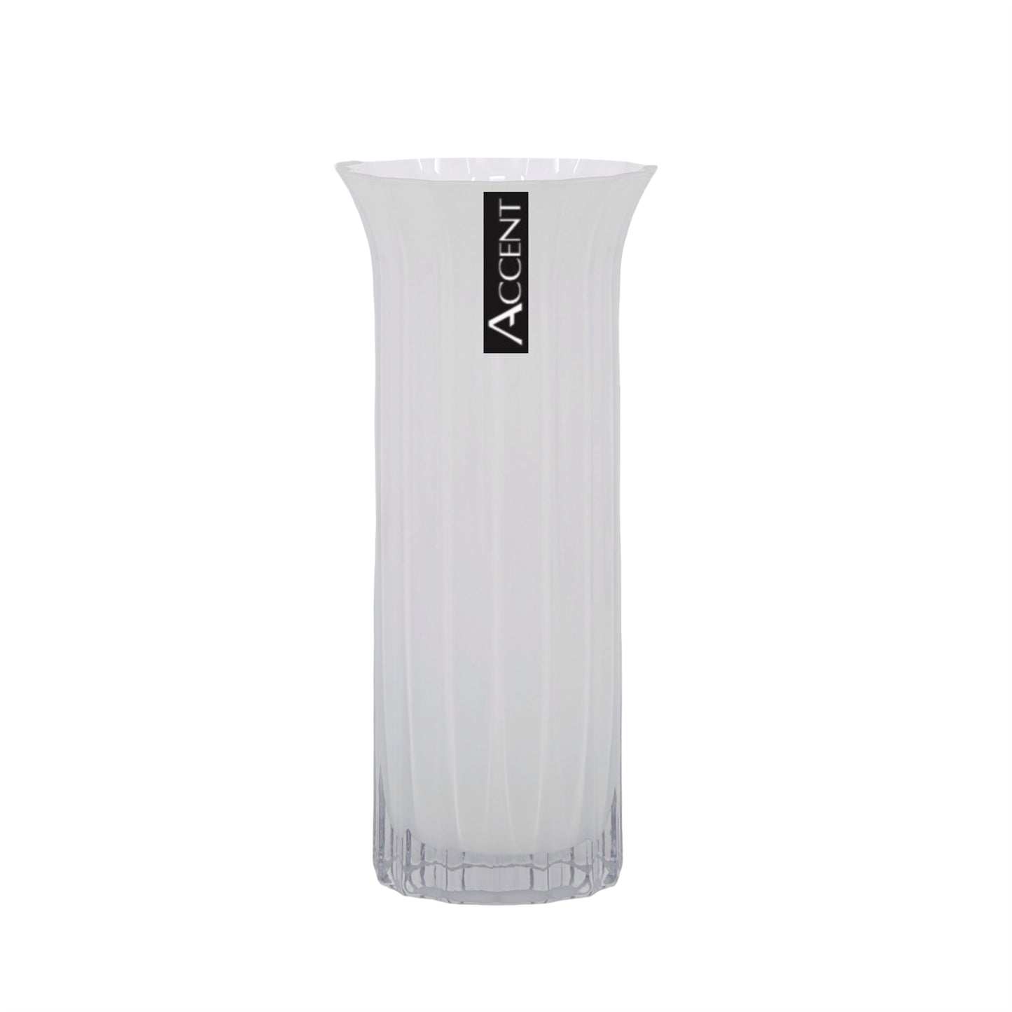 bulk 6 White Flared Ripple Vase 25cm