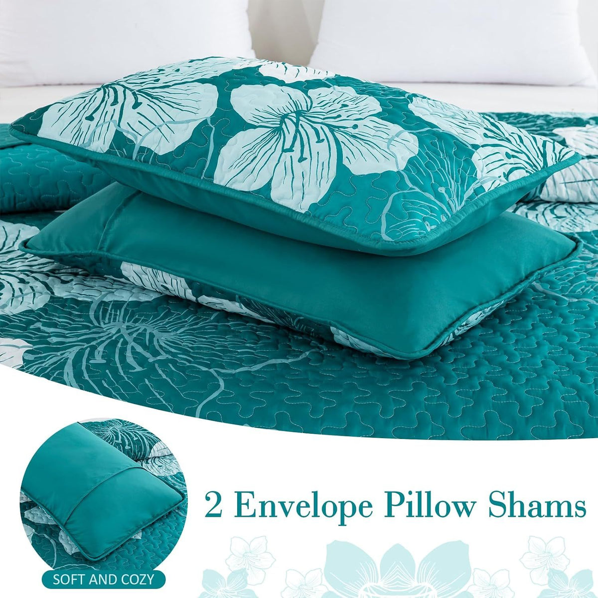 Green Floral Grove Bedspread Coverlet 3 Piece Set
