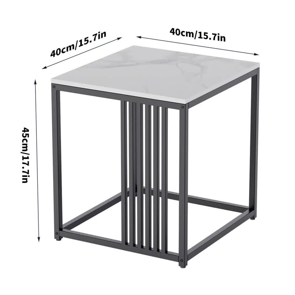 Premium Natural Marble Texture Side End Table Coffee Table Large Bedside Table
