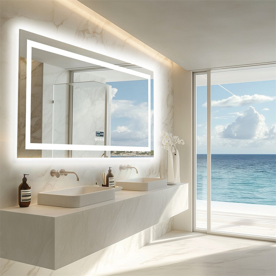 Fin 1200Mm Jumbo Bluetooth Led Bathroom Mirror Music Anti-Fog Vanity Mirror