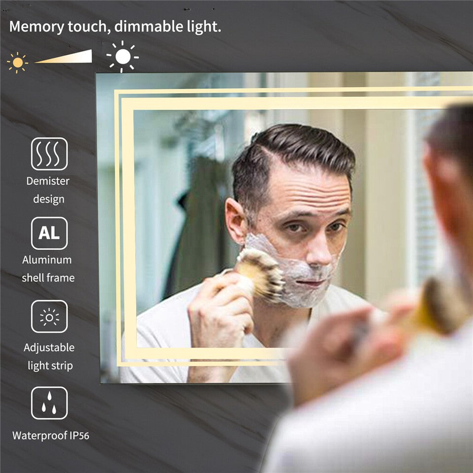 Anti-Fog LED Bathroom Mirror with 2-Way Mount 1000*600mm/Double LED