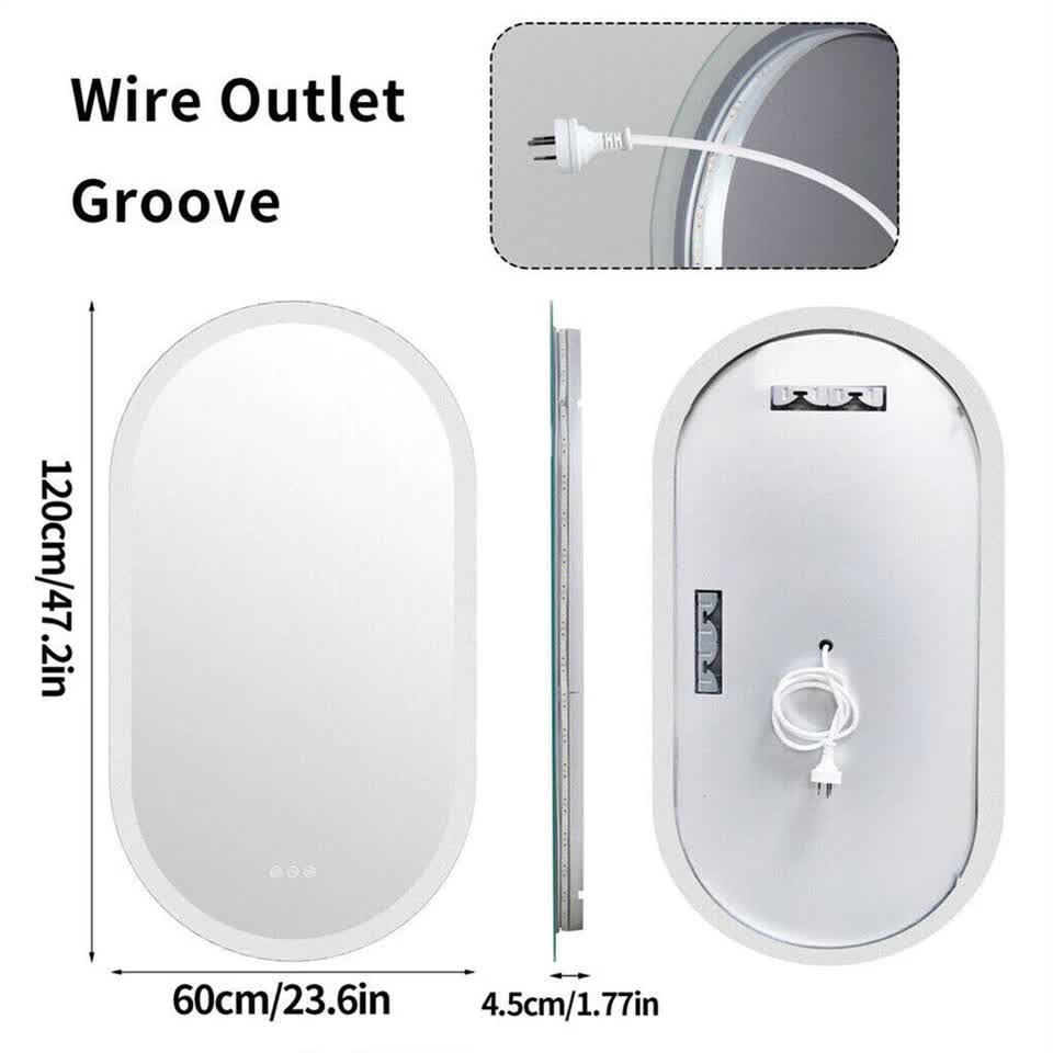 Premium Oval LED Anti-Fog Bathroom Mirror(120x60cm)