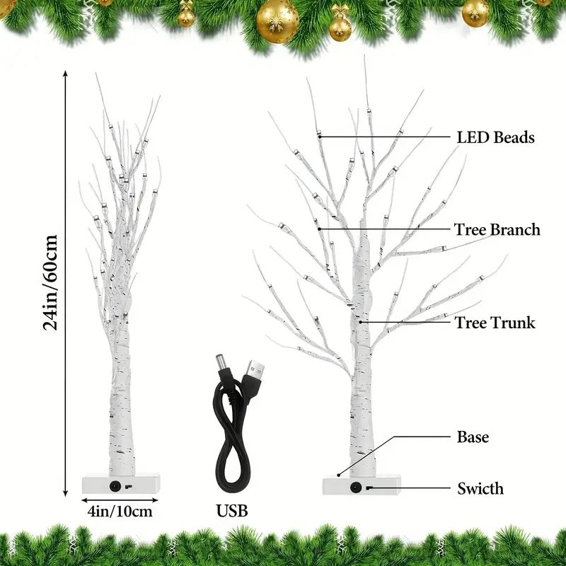 24 LEDS Birch Tree Lamp with Bendable Branches Style - Warm White Romantic Decorative Night Light Decor