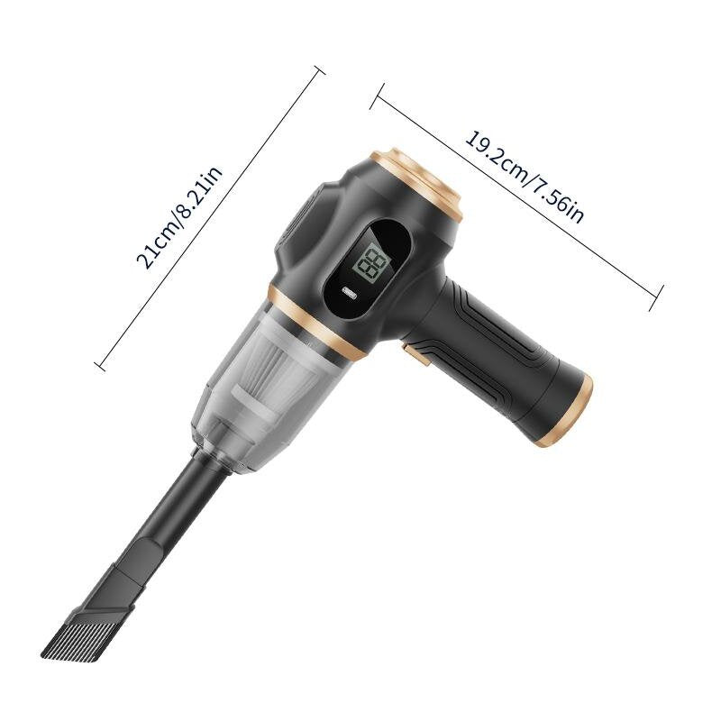 Black Portable Wireless Car Vacuum Cleaner – Powerful Suction for Car and Home Use with Dual-Function Air Blower(2000MHA)