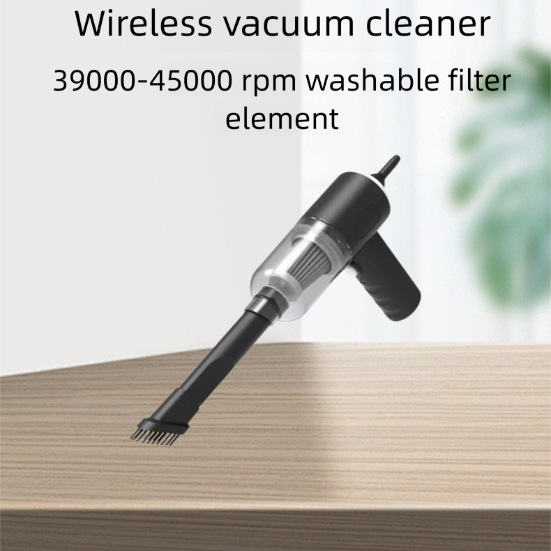 Black High-Power Cordless Handheld Vacuum Cleaner – Compact, Rechargeable, and Portable for Home, Car, and Desk Use