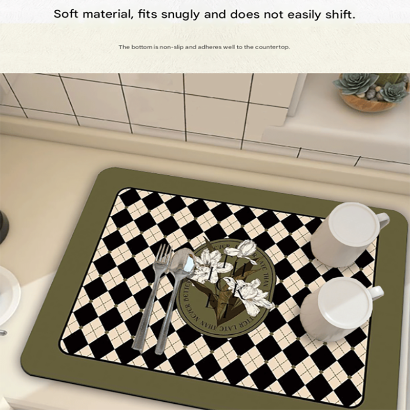 Kitchen Countertop Drainage Mat Absorbent Quick Dry Tech Velvet Dish Drying Pad 40x60cm(CD0075-1)