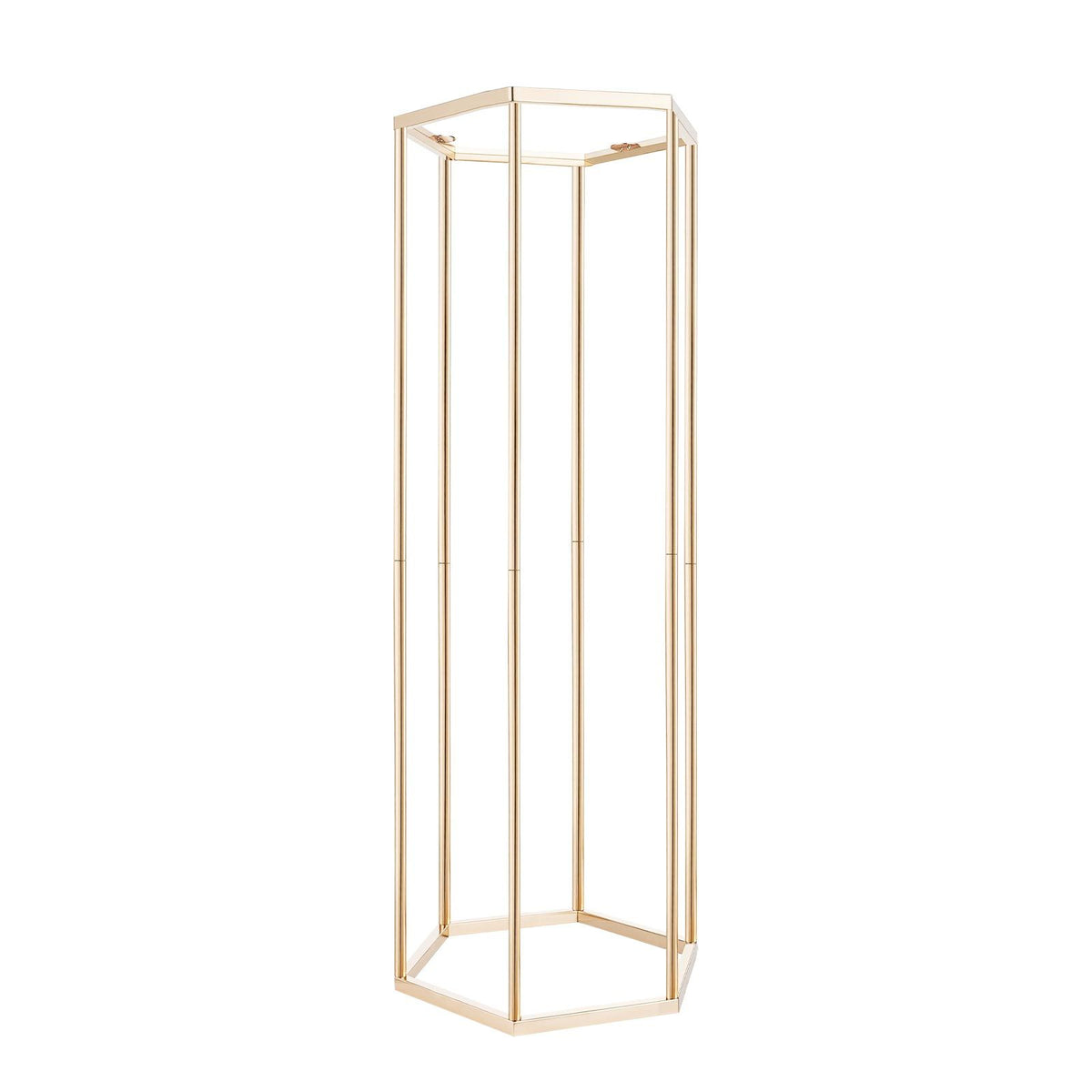 Wedding Flower Stand, 10PCS 80cm Column Flower Stand, Floral Stands with Acrylic Laminate, Hexagonal Cubic Floral Display Rack for Wedding, Party, Birthday, Home, Gold Centerpiece Stands