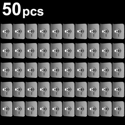 50/10Pcs Self-Adhesive Wall Hooks for Photo Frame Clock Strong Adhesive Transparent Nails Wall Hook Hangers Hanging Nail Holders