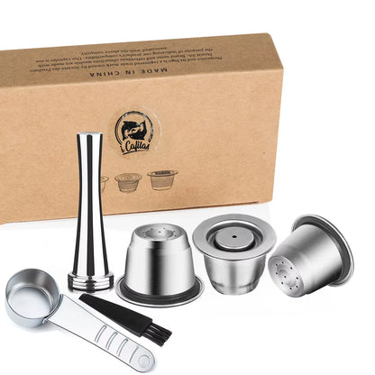 Icafilas Coffee Capsule Reusable for Nespresso Cafe Machine Stainless Steel Pod Reutilisable Coffee Filters Eco-Friendly Cup