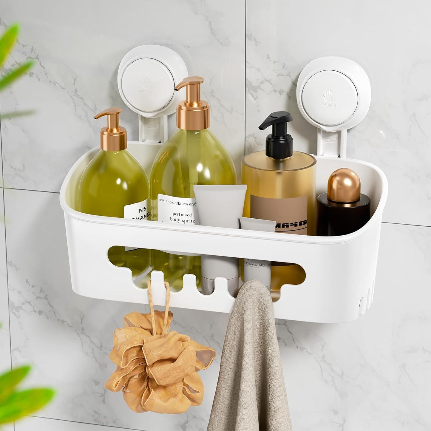 TAILI Shower Caddy Suction Cup No-Drilling Removable Shower Basket Powerful Heavy Duty Caddy Suction Cup Waterproof Caddy Organizer for Bathroom & Kitchen Nice-Shower Caddy
