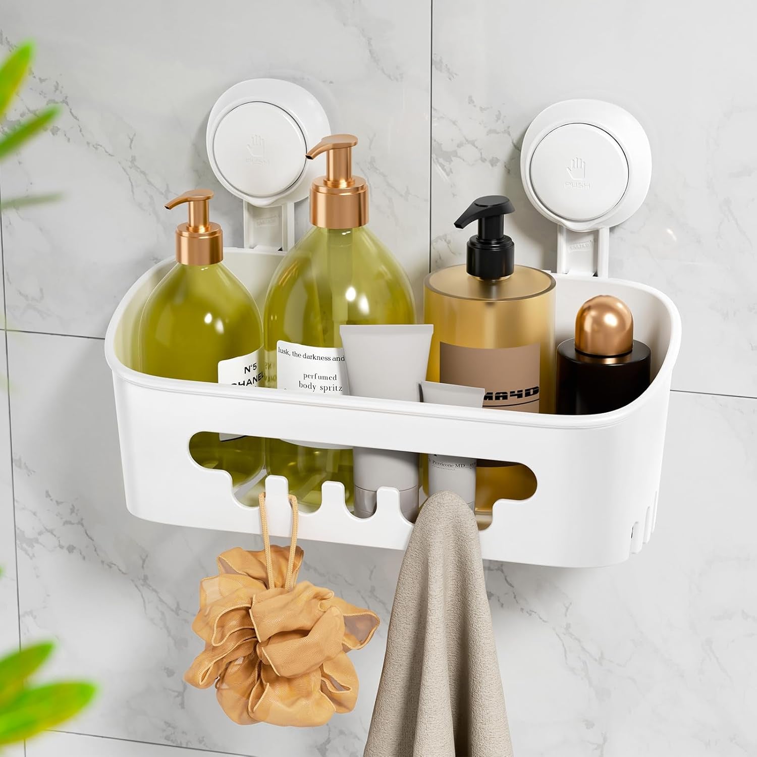 TAILI Shower Caddy Suction Cup No-Drilling Removable Shower Basket Powerful Heavy Duty Caddy Suction Cup Waterproof Caddy Organizer for Bathroom & Kitchen Nice-Shower Caddy