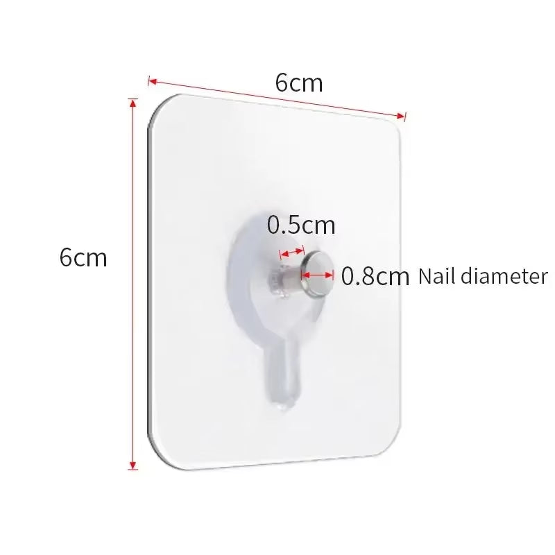 50/10Pcs Self-Adhesive Wall Hooks for Photo Frame Clock Strong Adhesive Transparent Nails Wall Hook Hangers Hanging Nail Holders