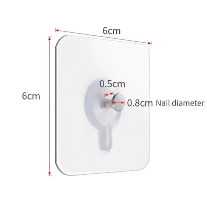 50/10Pcs Self-Adhesive Wall Hooks for Photo Frame Clock Strong Adhesive Transparent Nails Wall Hook Hangers Hanging Nail Holders
