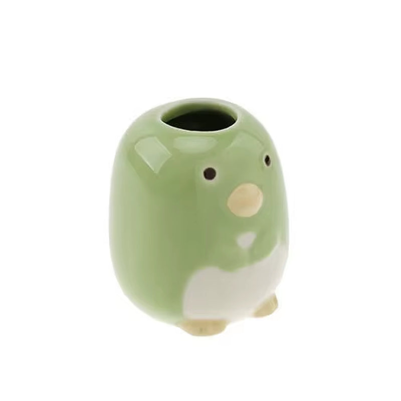Mini Cute Toothbrush Holder Ceramics Multi-Function Storage Stand Makeup Pen Holder for Home Bathroom Decoration