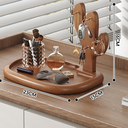 Solid Wood Entryway Organizer Rack for Keys and Accessories