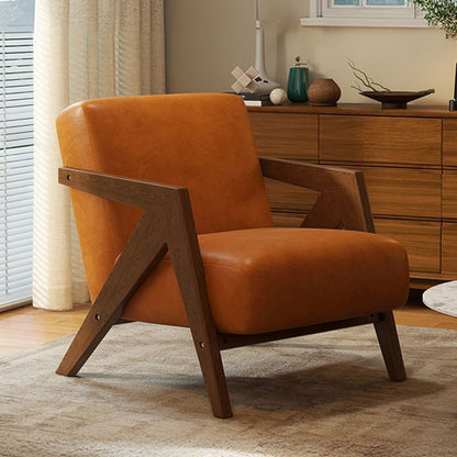 Medieval Style Solid Wood Armchair with Upholstered Seat