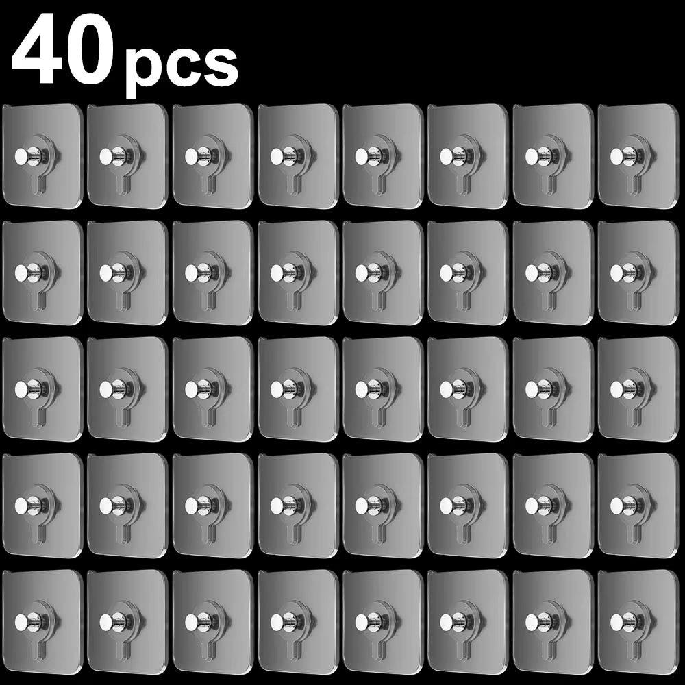 50/10Pcs Self-Adhesive Wall Hooks for Photo Frame Clock Strong Adhesive Transparent Nails Wall Hook Hangers Hanging Nail Holders