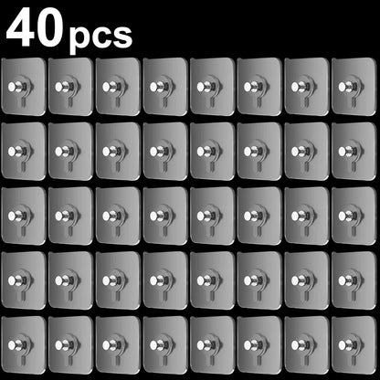 50/10Pcs Self-Adhesive Wall Hooks for Photo Frame Clock Strong Adhesive Transparent Nails Wall Hook Hangers Hanging Nail Holders