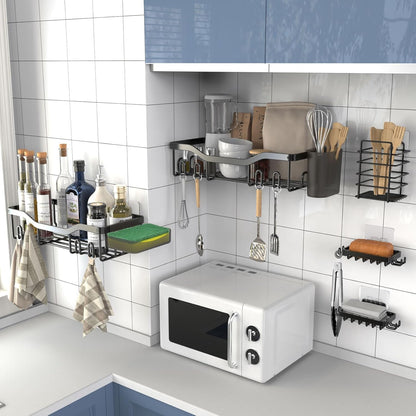 Shower Caddy Adhesive Shower Organizer 7-Pack, Rustproof Stainless Steel Bathroom Shelves, Large Capacity No-Drill Rack Storage Accessories with Soap Dish Toothbrush Holder &24 Hooks Home Decor