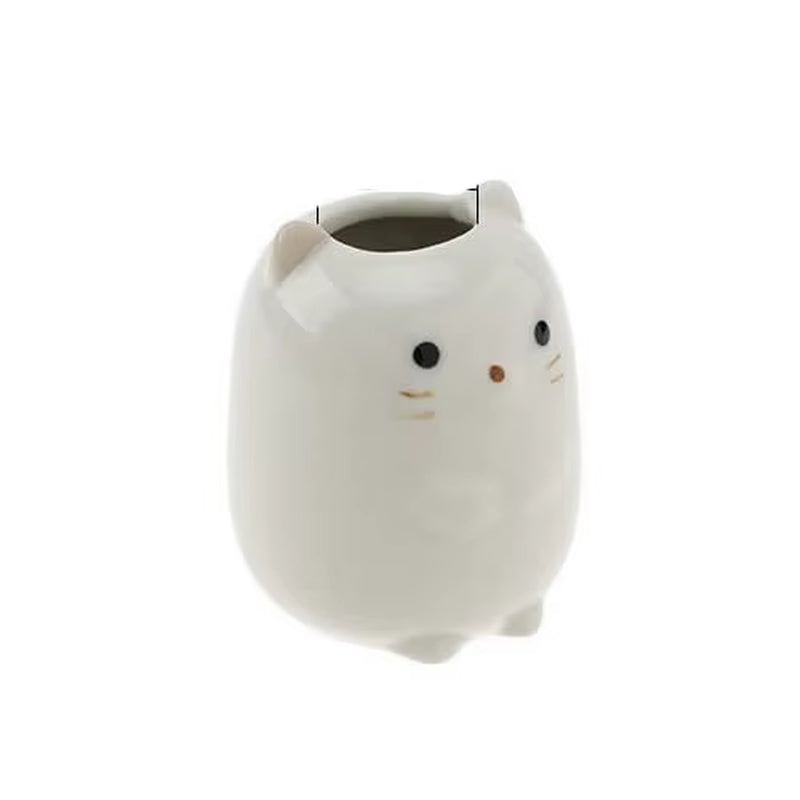 Mini Cute Toothbrush Holder Ceramics Multi-Function Storage Stand Makeup Pen Holder for Home Bathroom Decoration