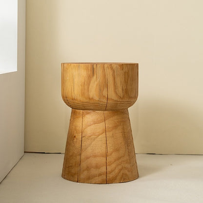 Solid Wood Geometric Stool Side Table