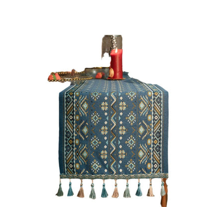 Retro Jacquard Table Cloth with Decorative Tassels