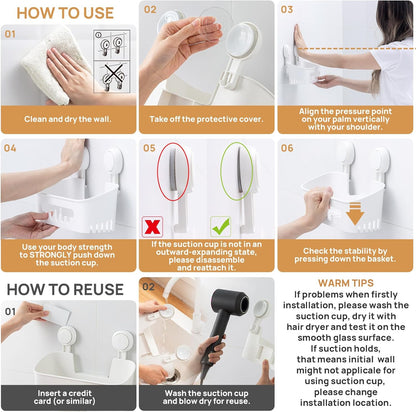TAILI Shower Caddy Suction Cup No-Drilling Removable Shower Basket Powerful Heavy Duty Caddy Suction Cup Waterproof Caddy Organizer for Bathroom & Kitchen Nice-Shower Caddy