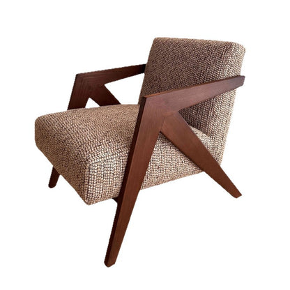 Medieval Style Solid Wood Armchair with Upholstered Seat