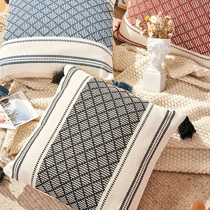 Geometric Tassel Throw Pillow Case for Home Decor