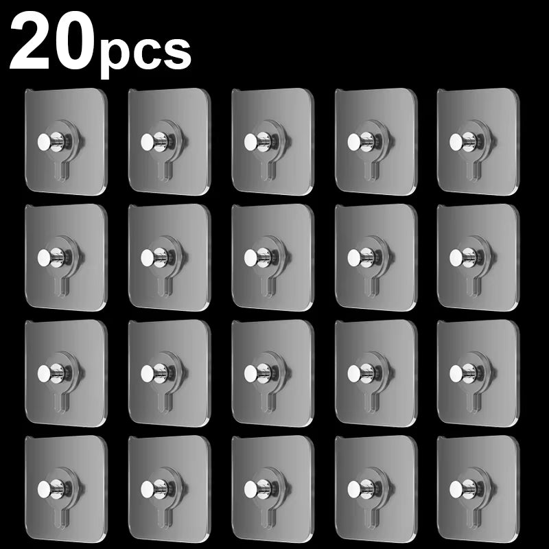 50/10Pcs Self-Adhesive Wall Hooks for Photo Frame Clock Strong Adhesive Transparent Nails Wall Hook Hangers Hanging Nail Holders