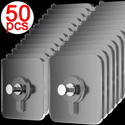 50/10Pcs Self-Adhesive Wall Hooks for Photo Frame Clock Strong Adhesive Transparent Nails Wall Hook Hangers Hanging Nail Holders