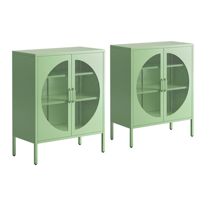 Artiss 2x Buffet Sideboard Cabinet ELSA Cupboard Storage Mesh Doors Metal Green