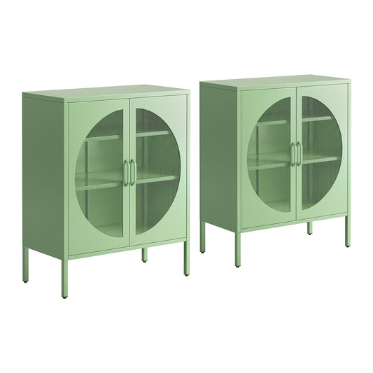 Artiss 2x Buffet Sideboard Cabinet ELSA Cupboard Storage Mesh Doors Metal Green